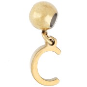 Perla di fermo da 5 mm con ciondolo a forma di lettera C - Acciaio inossidabile 304 Dorato x1
