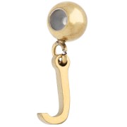 Perla di fermo da 5 mm con ciondolo a forma di lettera J - Acciaio inossidabile 304 Dorato x1