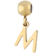 Perla di fermo da 5 mm con ciondolo a forma di lettera M - Acciaio inossidabile 304 Dorato x1