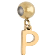 Perla di fermo da 5 mm con ciondolo a forma di lettera P - Acciaio inossidabile 304 Dorato x1