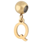 Perla fermacorda da 5 mm con ciondolo a forma di lettera Q - Acciaio inossidabile 304 Dorato x1