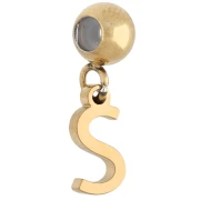 Perla fermaglio da 5 mm con ciondolo a forma di lettera S - Acciaio inossidabile 304 Dorato x1