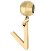 V - Perla fermacorda da 5 mm con ciondolo a forma di lettera V - Acciaio inossidabile 304 Dorato x1 Perla fermacorda da 5 mm con ciondolo a forma di lettera V - Acciaio inossidabile 304 Dorato x1