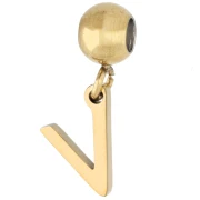 Perla fermacorda da 5 mm con ciondolo a forma di lettera V - Acciaio inossidabile 304 Dorato x1