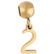 Perla di fermo da 5 mm con ciondolo a forma di numero 2 - Acciaio inossidabile 304 Dorato x1