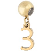 Numero - Perla di fermo da 5 mm con ciondolo a forma di numero 3 - Acciaio inossidabile 304 Dorato x1 Perla di fermo da 5 mm con ciondolo a forma di numero 3 - Acciaio inossidabile 304 Dorato x1
