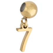 Perla di fermo da 5 mm con ciondolo a forma di numero 7 - Acciaio inossidabile 304 Dorato x1