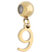 Numero - Perla di fermo da 5 mm con ciondolo a forma di numero 9 - Acciaio inossidabile 304 Dorato x1 Perla di fermo da 5 mm con ciondolo a forma di numero 9 - Acciaio inossidabile 304 Dorato x1