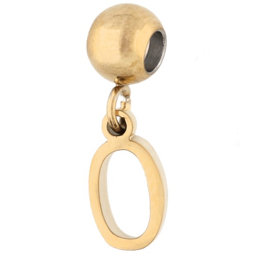 Perla di fermo da 5 mm con ciondolo a forma di numero 0 - Acciaio inossidabile 304 Dorato x1