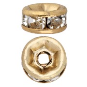 Oro 18 Carati - Perla a disco con strass da 6 mm - Acciaio inossidabile 304 Dorato - Crystal x1 Perla a disco con strass da 6 mm - Acciaio inossidabile 304 Dorato - Crystal x1