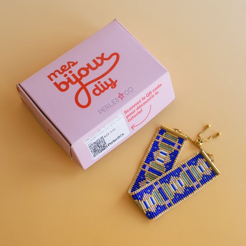 I miei gioielli fai da te - Kit per braccialetto Miyuki da realizzare con il telaio, con perline bugle - Blu