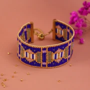 I miei gioielli fai da te - Kit per braccialetto Miyuki da realizzare con il telaio, con perline bugle - Blu