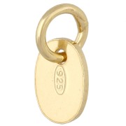 Ciondolo con marchio 925, medaglia ovale con anello chiuso da 9 mm - Argento 925 dorato con oro fino x1|raw }}