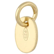 Ciondolo con marchio 925, medaglia ovale con anello chiuso da 9 mm - Argento 925 dorato con oro fino x1