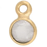 Quarzo rosa - Ciondolo rotondo sfaccettato da 5 mm - Placcato oro da 3 micron - Quarzo rosa x1 Ciondolo rotondo sfaccettato da 5 mm - Placcato oro da 3 micron - Quarzo rosa x1