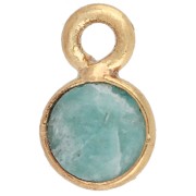 Ciondolo rotondo sfaccettato da 5 mm - Placcato oro da 3 micron - Amazonite x1