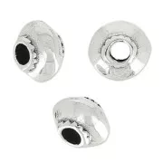 Rondelle appiattite in metallo mm. 5x4 Placcatura Argento Antico x5