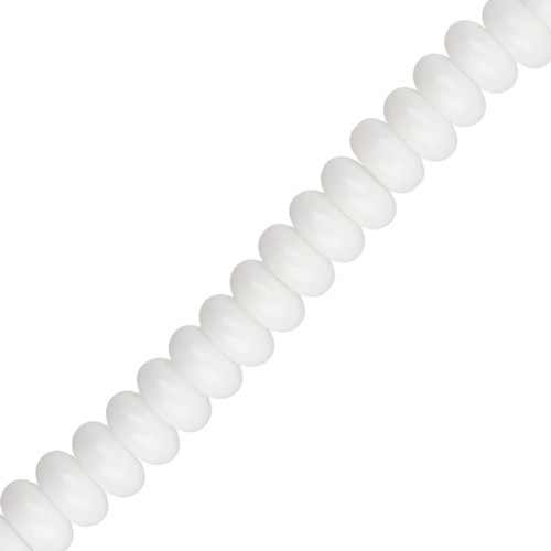 Perla a disco - Heishi in vetro 6x3 mm - Bianco x 38 cm