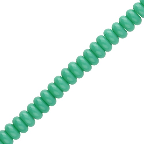 Perla a disco - Heishi in vetro 6x3 mm - Verde x 38 cm