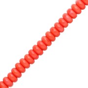 Perla a disco - Heishi in vetro 6x3 mm - Corallo x38 cm