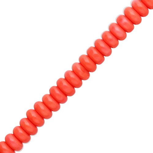 Perla a disco - Heishi in vetro 6x3 mm - Corallo x38 cm