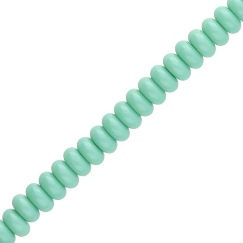 Perla a disco - Heishi in vetro 6x3 mm - Verde turchese x 38 cm