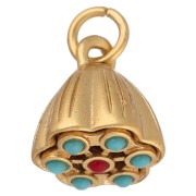 Ciondolo a forma di fiore da 10 mm con pietre semipreziosi sintetiche - Dorato con oro fino x1
