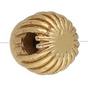 Perla rotonda striata da 5 mm con pietra semipreziosa - Granato - Dorato con oro fino x1