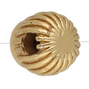 Perla rotonda striata da 5 mm con pietra semipreziosa - Granato - Dorato con oro fino x1