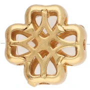 Perla a forma di trifoglio con pistillo, 13 mm, con fori multipli e cabochon in imitazione di madreperla - Dorato con oro fino