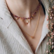 Pendente a goccia 18x7 mm con pietra semipreziosa, placcato in argento fino - Lapislazzuli e ametista