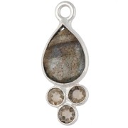 Pendente a goccia 18x7 mm in pietra semipreziosa con placcatura in argento fino - Labradorite e citrino