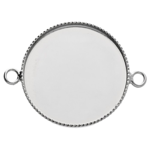 Distanziatore incastonato per cabochon a fondo piatto da 20 mm - Argento x1