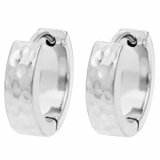 Orecchini a cerchio rotondi larghi martellati da 14 mm - Acciaio inossidabile 316L x2