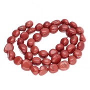 Perla "nuggets" da 8-10 mm in pietra semipreziosa - Diaspro rosso x 39 cm