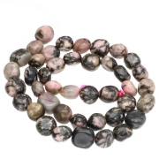 Perla a forma di pepita da 9-11 mm in pietra semipreziosa - Rodonite x 39 cm