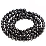 Perla rotonda sfaccettata da 4 mm in pietra semipreziosa - Spinello nero x 38 cm