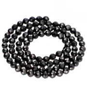 Perla rotonda sfaccettata da 4 mm in pietra semipreziosa - Spinello nero x 38 cm