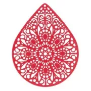 Pendente dipinto laser cut goccia 49x39 mm Dark Fragola x1