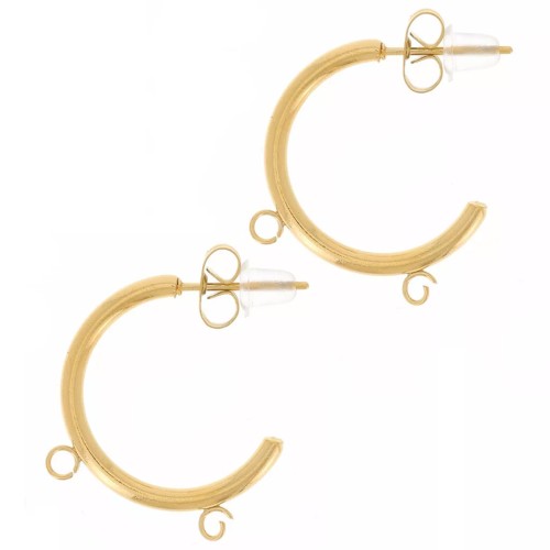 Regalo - Orecchini a cerchio da 20 mm con 2 anelli aperti - Acciaio inossidabile 304L Dorato x2