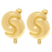 Regalo - Orecchini perno Yin e Yang da 17 mm - anello chiuso - Dorato con oro fino x2