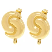 Regalo - Orecchini perno Yin e Yang da 17 mm - anello chiuso - Dorato con oro fino x2