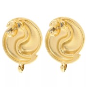 Regalo - Orecchini perno Yin e Yang da 17 mm - anello chiuso - Dorato con oro fino x2