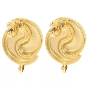 Regalo - Orecchini perno Yin e Yang da 17 mm - anello chiuso - Dorato con oro fino x2