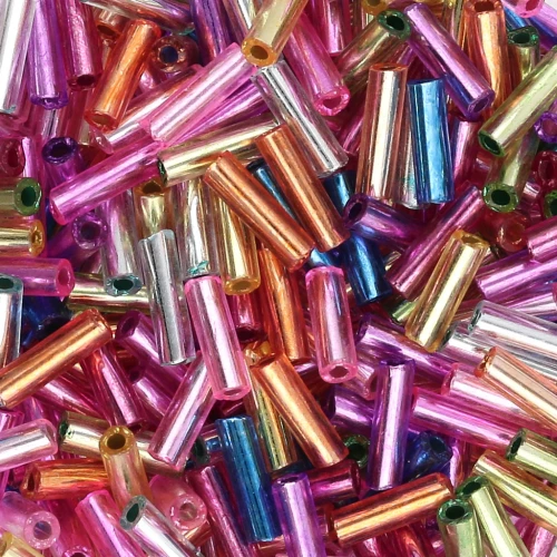 Perla tubolare Preciosa 6,5x2 mm - Mix multicolore con rivestimento argentato x 20 g
