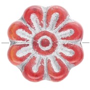Perla a forma di fiore in vetro da 18 mm - Rosso argentato x4|raw }}