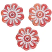 Perla a forma di fiore in vetro da 18 mm - Rosso argentato x4