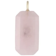 Pendente rettangolare 34x15 mm con pietra semipreziosa e CZ - Quarzo rosa - Giallo o Cristallo