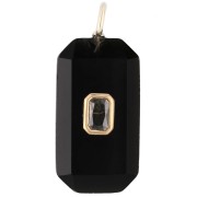 Pendente rettangolare 34x15 mm con pietra semipreziosa e zirconi - Onice nero - Giallo o cristallo