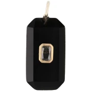 Pendente rettangolare 34x15 mm con pietra semipreziosa e zirconi - Onice nero - Giallo o cristallo